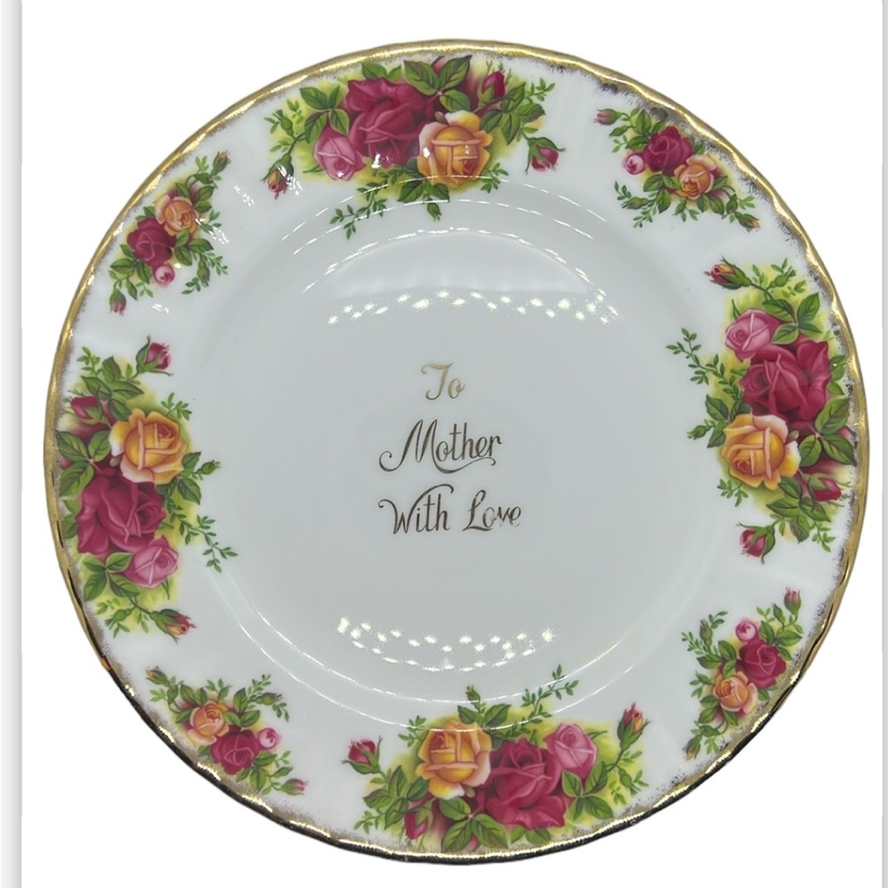 ROYAL ALBERT PLATE OLD COUNTRY ROSES “TO MOTHER WITH LOVE” 1962 VTG BONE CHINA